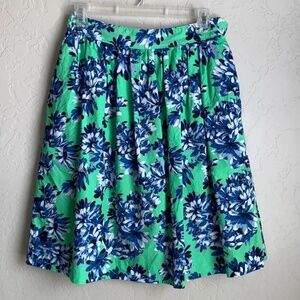 J. Crew Cotton Floral Skirt, Green, Blue, White